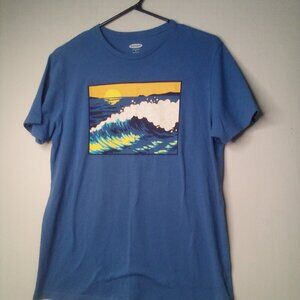 Old Navy Shirt T-Shirt Men M Short Sleeve Ocean Graphic Blue